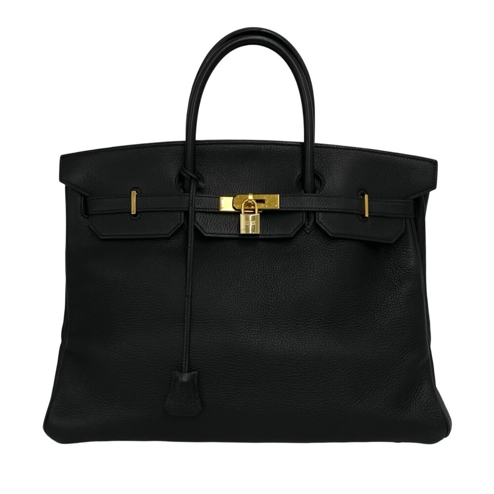 HERMES Birkin 40 Ardennes Leather Genuine Handbag Tote Bag Black 635-9